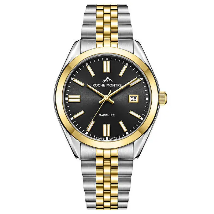Roche Montre RMG6008-06 Quartz Çelik Gri-Altın Rengi Safir 41 mm Erkek Kol Saati