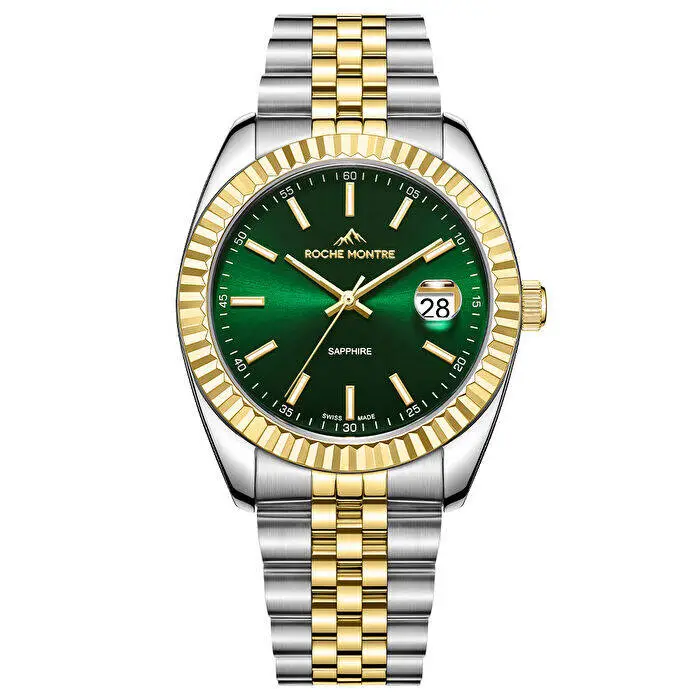 Roche Montre RMG6009-07 Quartz Çelik Gri-Altın Rengi Safir 41 mm Erkek Kol Saati