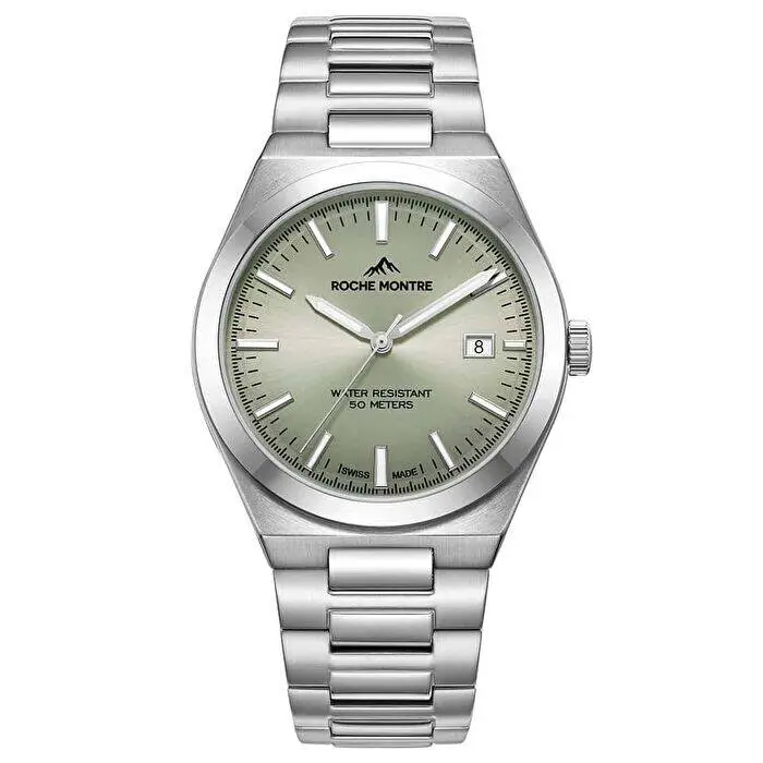 Roche Montre RMG6017-02 Quartz Çelik Gri Yeşil Kadran Safir 40 mm Erkek Kol Saati