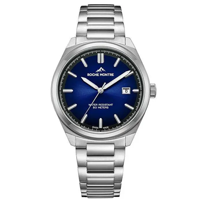 Roche Montre RMG6019-01 Quartz Çelik Gri Lacivert Kadran Safir 40 mm Erkek Kol Saati