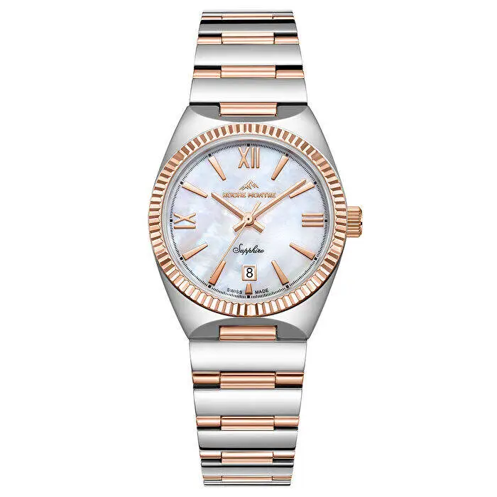 Roche Montre RML5001-03 Quartz Çelik Gri-Rose Gold Safir 28 mm Kadın Kol Saati