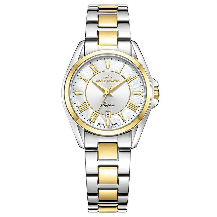 Roche Montre RML5009-02 Quartz Çelik Gri-Altın Rengi Sedef Kadran Safir 32 mm Kadın Kol Saati