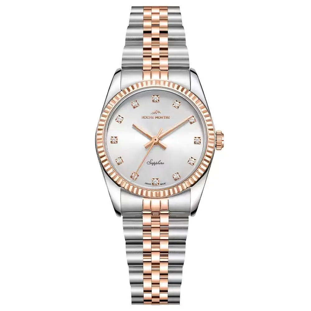 Roche Montre RML5013-04 Quartz Çelik Gri-Rose Gold Safir 28 mm Kadın Kol Saati