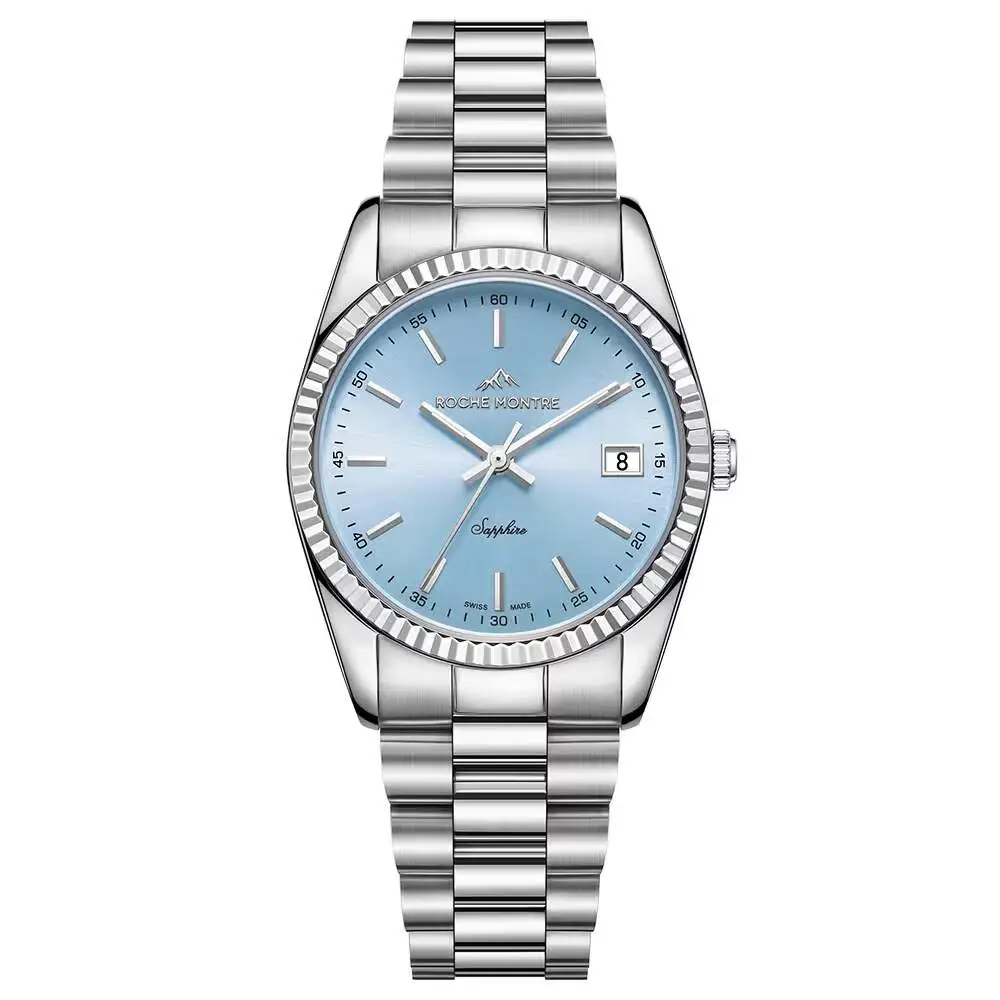 Roche Montre RML5017-01 Quartz Çelik Gri Mavi Kadran Safir 32 mm Kadın Kol Saati