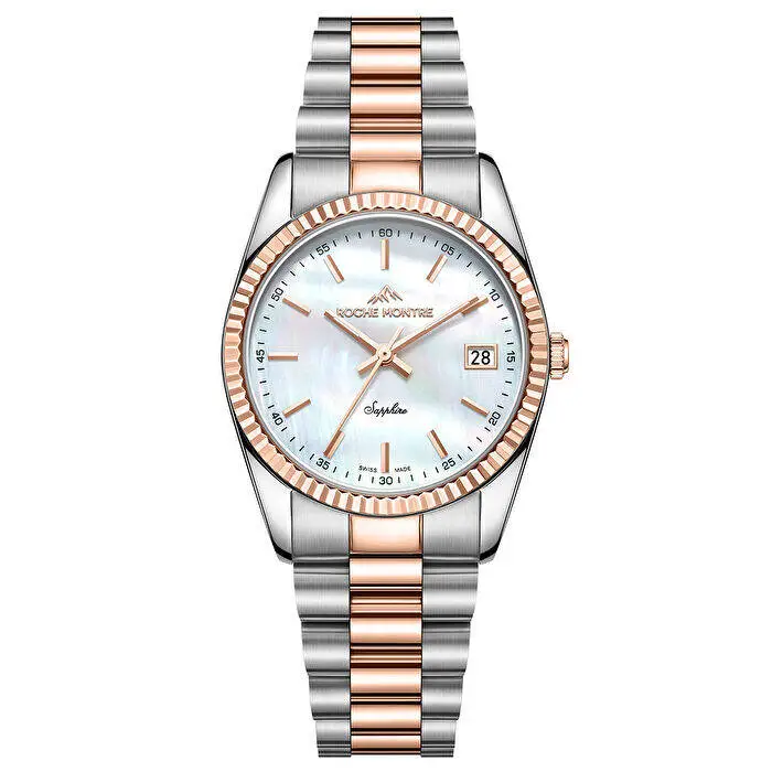 Roche Montre RML5017-04 Quartz Çelik Gri-Rose Gold Safir 32 mm Kadın Kol Saati