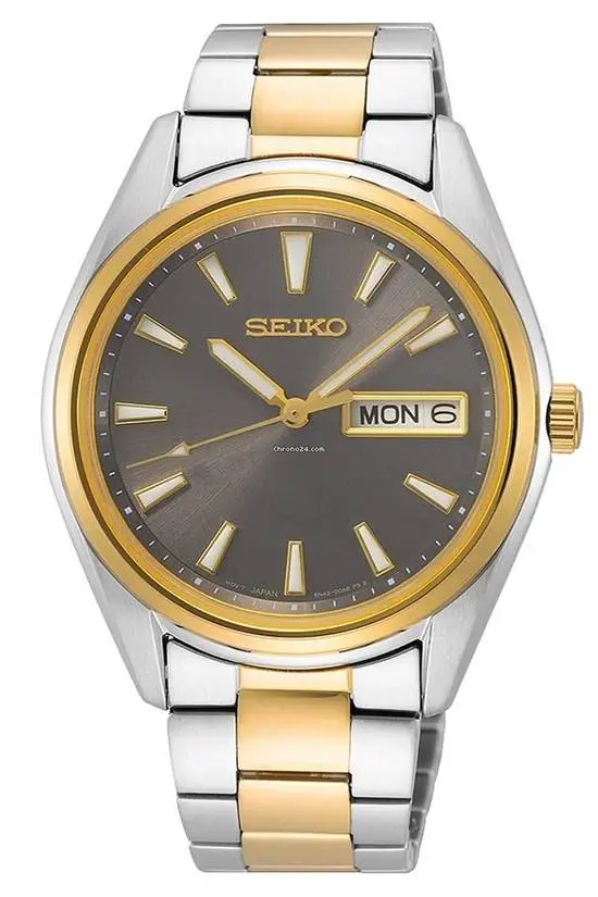 Seiko SUR348P Quartz Çelik Altın/Gri Kahverengi Kadran 10 ATM 36 mm Erkek Kol Saati