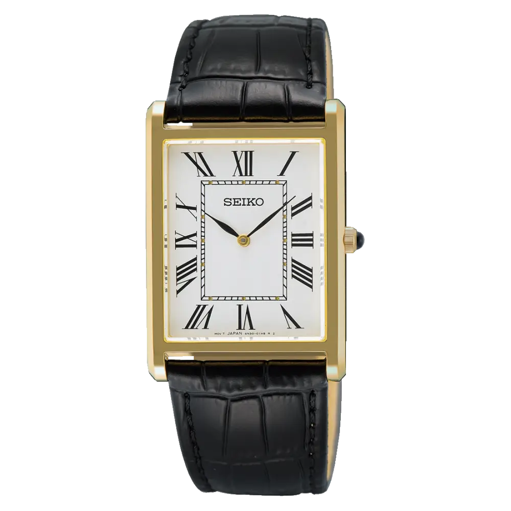 Seiko SWR104P1 Quartz Deri Siyah Beyaz Kadran Safir 27 mm Erkek Kol Saati