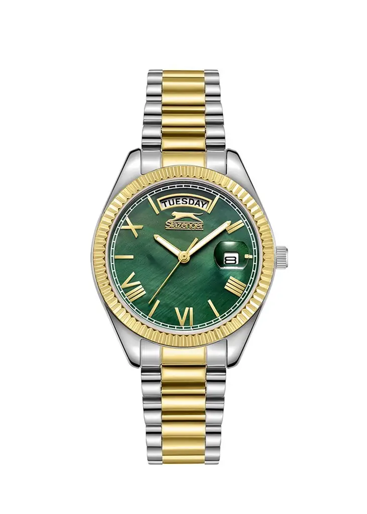 Slazenger SL.09.2338.4.08 Quartz Çelik Altın/Gri Yeşil Kadran 34 mm Kadın Kol Saati