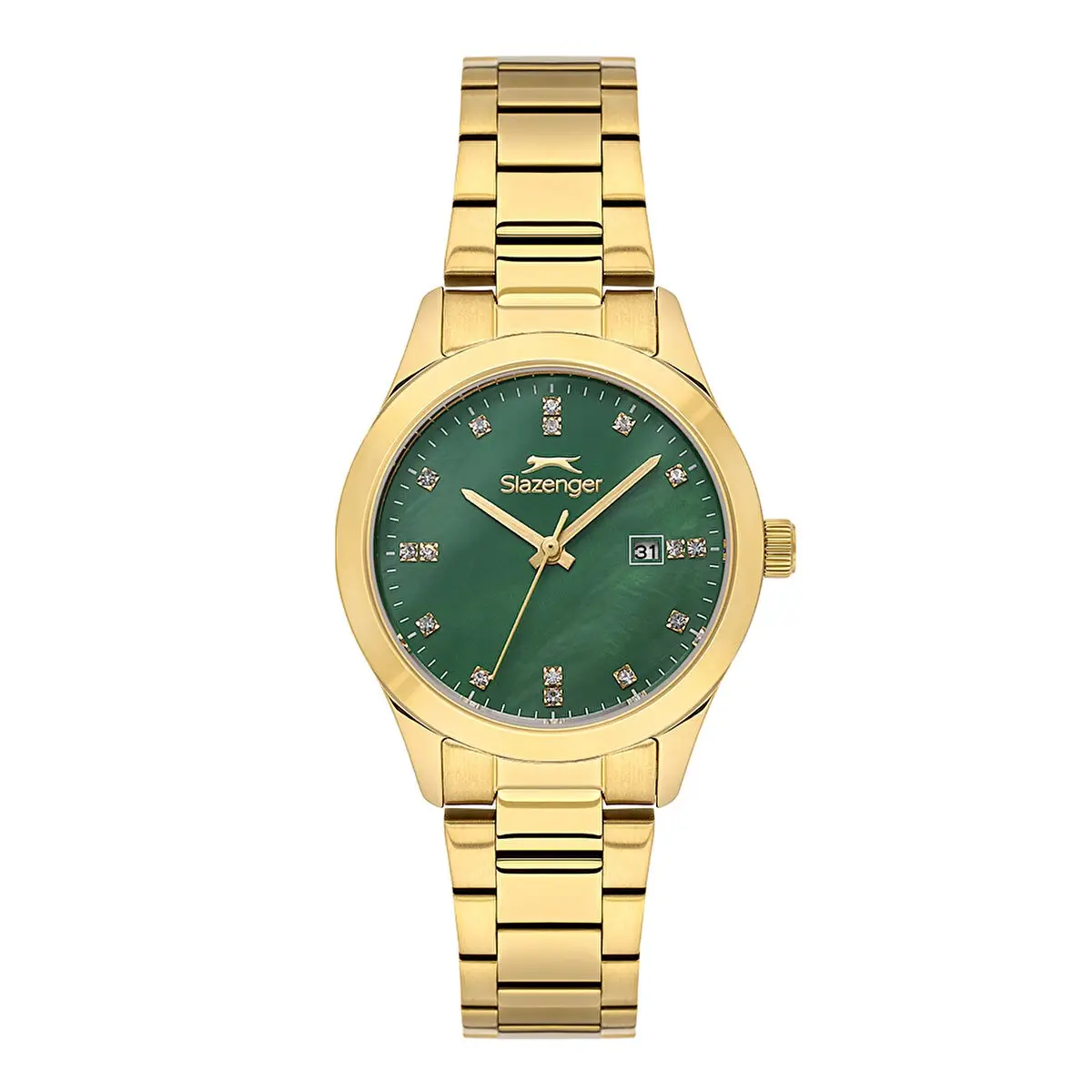Slazenger SL.09.2465.3.02 Quartz Çelik Altın Rengi Yeşil Kadran 32 mm Kadın Kol Saati