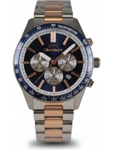 Slazenger SL.09.2538.2.06 Quartz Çelik Gri-Rose Lacivert Kadran 42 mm Erkek Kol Saati