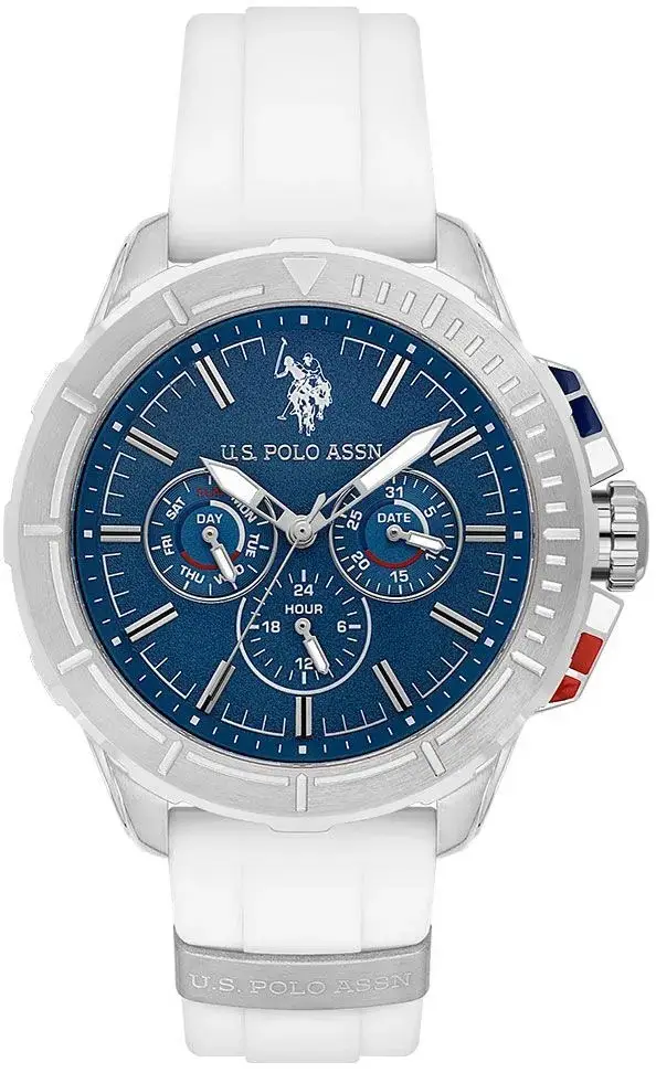 U.s. Polo Assn. USPA1066-01 Quartz Silikon Beyaz Mavi Kadran 43 mm Erkek Kol Saati