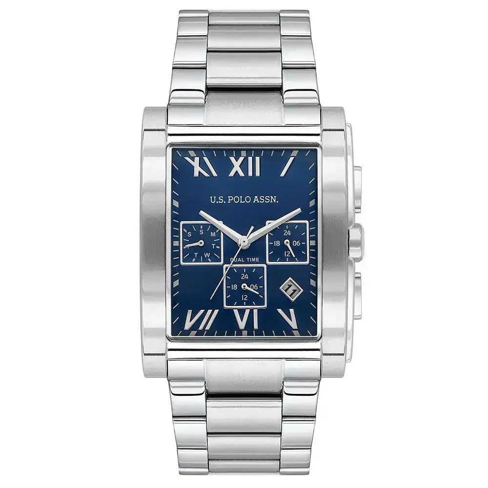 U.s Polo Assn. USPA1117-01 Quartz Çelik Gri Mavi Kadran 46 mm Erkek Kol Saati