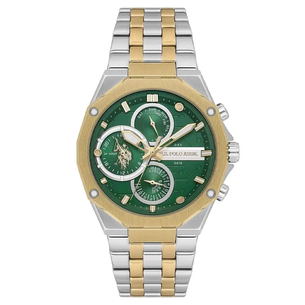U.s. Polo Assn. USPA1121-01 Quartz Çelik Altın/Gri Yeşil Kadran Erkek Kol Saati