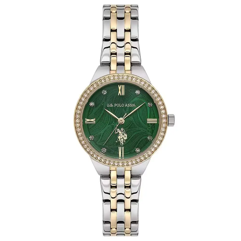 U.s. Polo Assn. USPA2134-01 Quartz Çelik Gri Altın Rengi Yeşil Kadran 30 mm Kadın Kol Saati