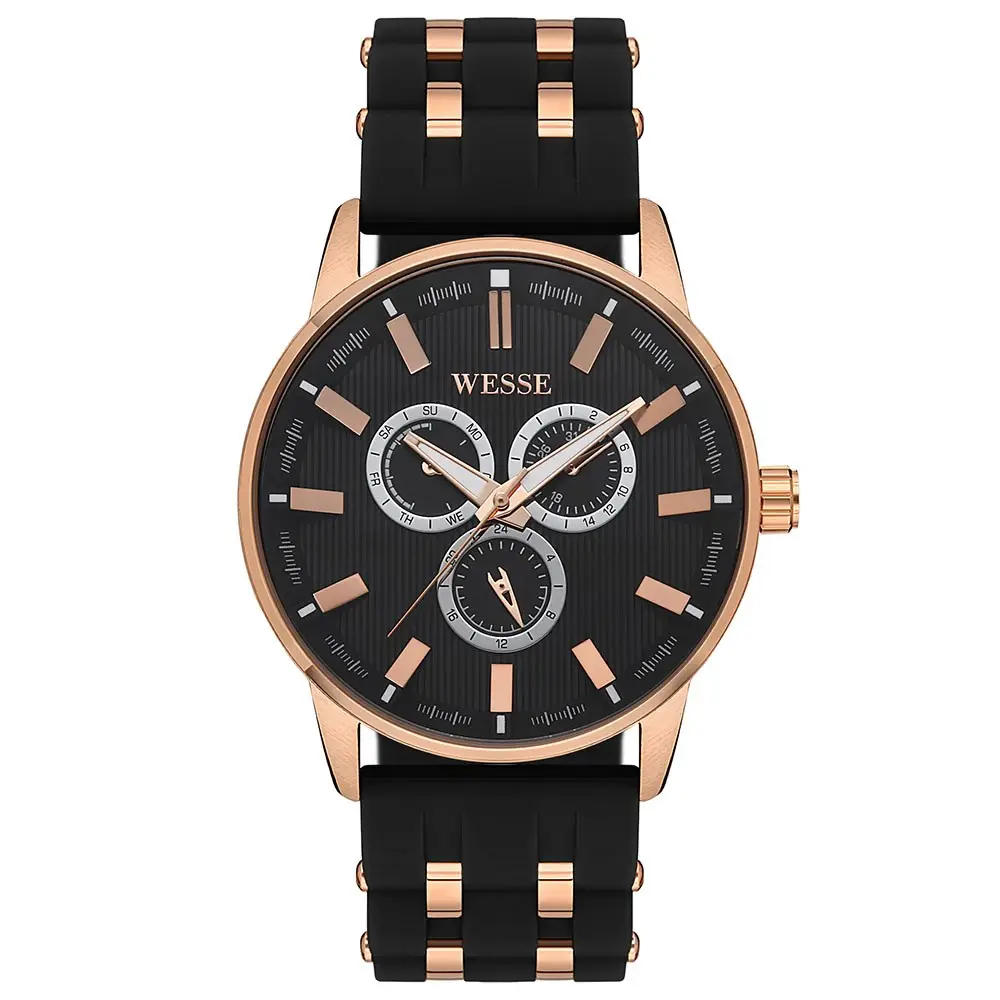 Wesse WWG206702 Quartz Silikon Rose/Siyah 45 mm Erkek Kol Saati