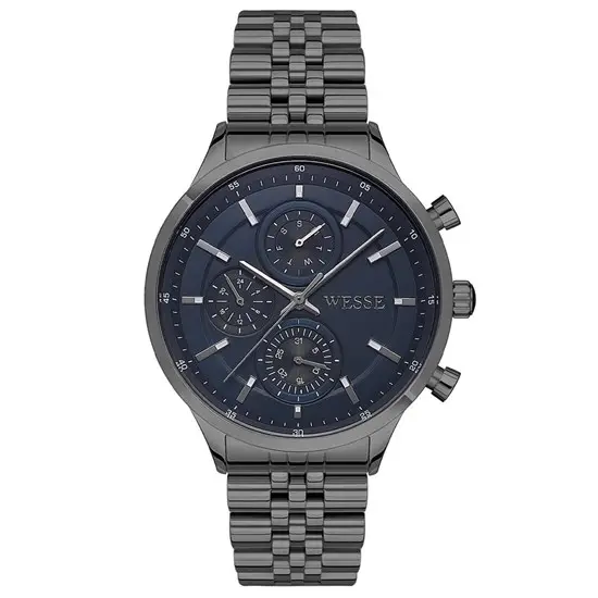 Wesse WWG207406 Quartz Çelik Füme Lacivert Kadran 43 mm Erkek Kol Saati
