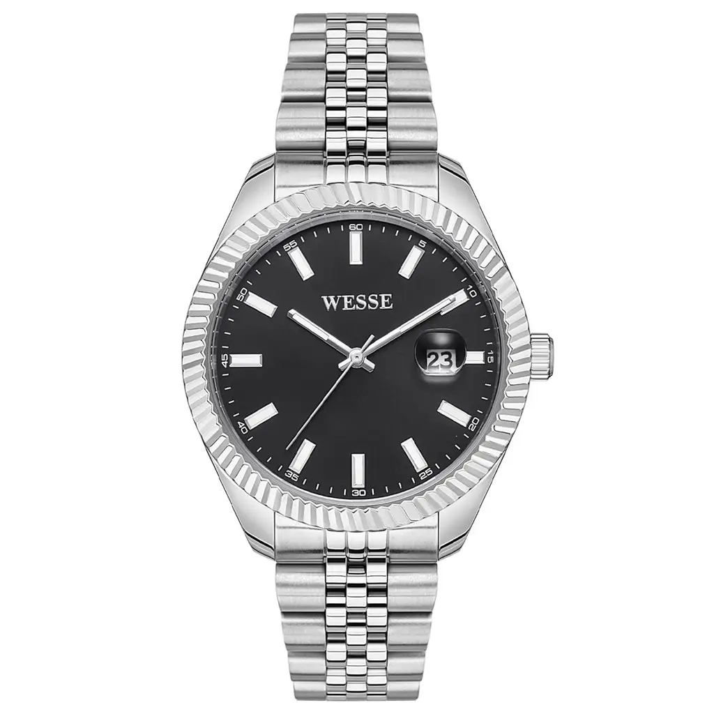 Wesse WWG208201 Quartz Çelik Gri Siyah Kadran 43 mm Erkek Kol Saati