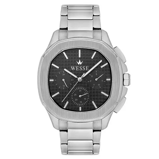 Wesse WWG209402 Quartz Çelik Gri Siyah Kadran 44 mm Erkek Kol Saati
