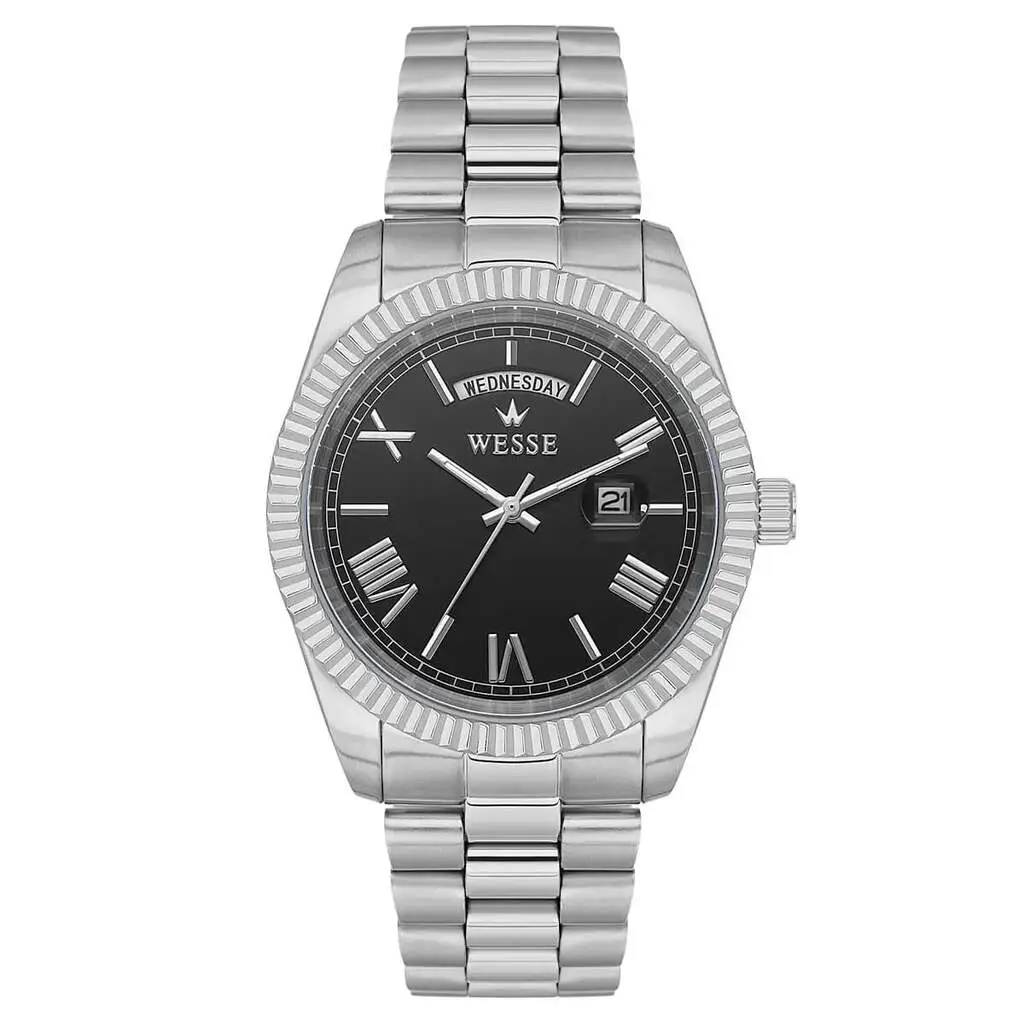 Wesse WWG209902 Quartz Çelik Gri Siyah Kadran 40 mm Erkek Kol Saati