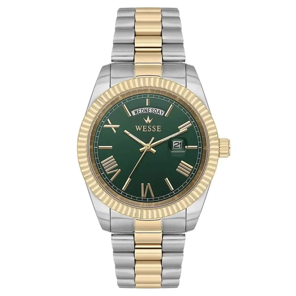 Wesse WWG209907 Quartz Çelik Altın/Gri Yeşil Kadran 40 mm Erkek Kol Saati