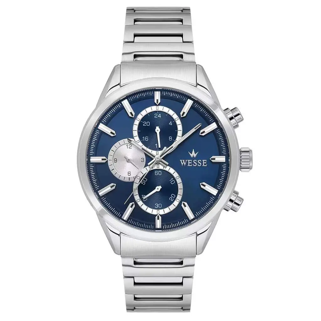 Wesse WWG211602 Quartz Çelik Gri Lacivert Kadran 43 mm Erkek Kol Saati 
