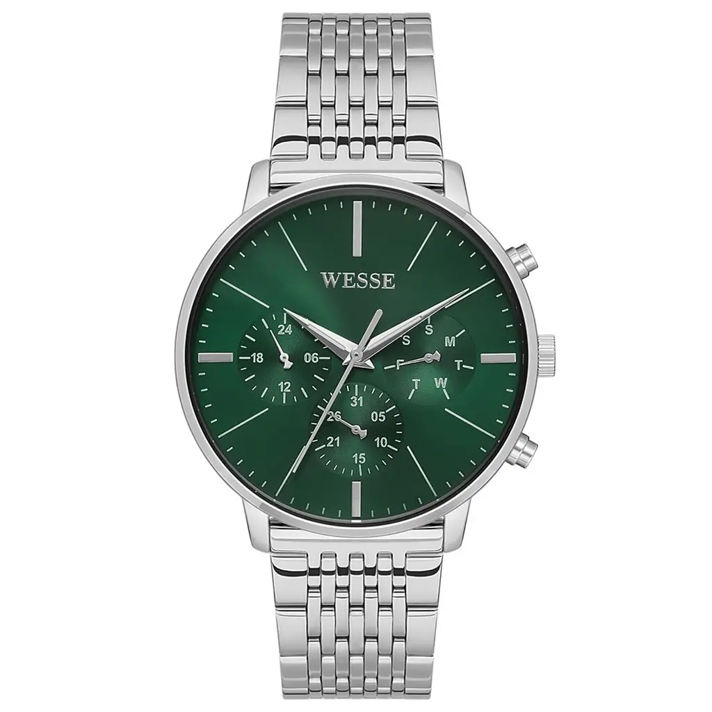 Wesse WWG401104SSA Quartz Çelik Gri Yeşil Kadran 42 mm Erkek Kol Saati