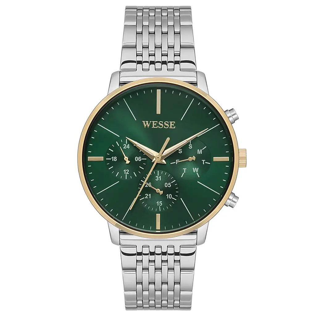 Wesse WWG401105SSA Quartz Çelik Gri Yeşil Kadran 42 mm Erkek Kol Saati