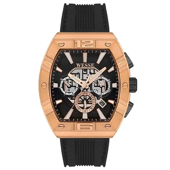 Wesse WWG402203 Quartz Silikon Siyah Rose Kasa 41 mm Erkek Kol Saati