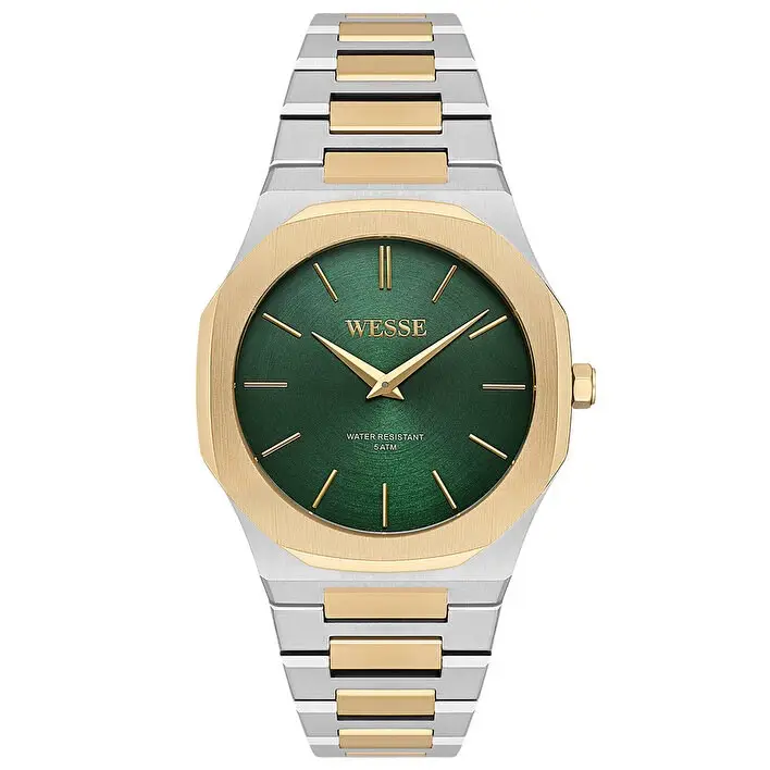 Wesse WWG402604 Quartz Çelik Altın/Gri Yeşil Kadran 40 mm Erkek Kol Saati