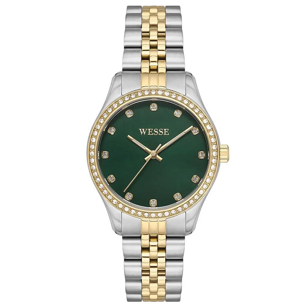 Wesse WWL109703 Quartz Çelik Altın/Gri Yeşil Kadran 34 mm Kadın Kol Saati