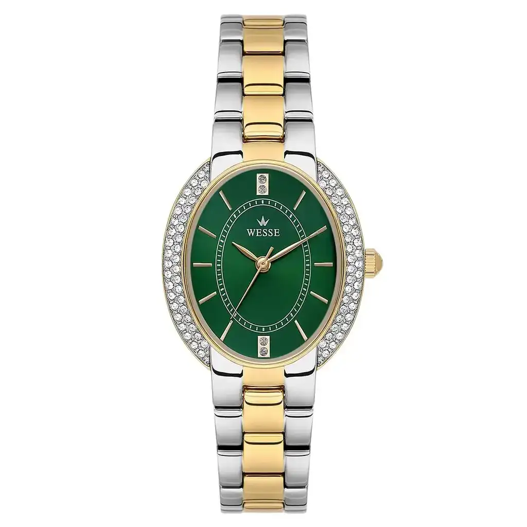 Wesse WWL113002 Quartz Çelik Altın/Gri Yeşil Kadran Kadın Kol Saati