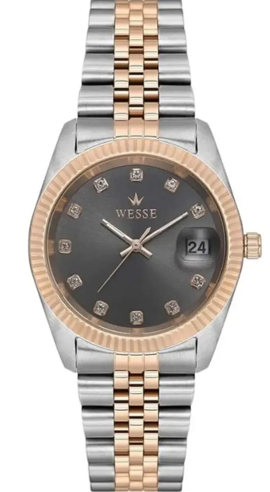 Wesse WWL114709 Quartz Çelik Rose/Gri Füme Kadran 36 mm Kadın Kol Saati