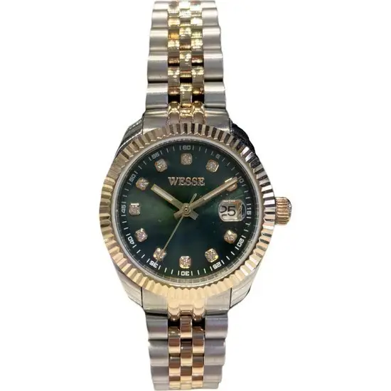 Wesse WWL302807 Quartz Çelik Altın/Gri Yeşil Kadran 28 mm Kadın Kol Saati