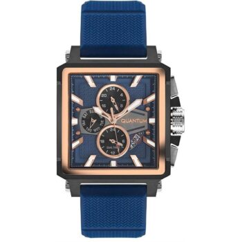 Quantum HNG969.090 Quartz Silikon Lacivert Multifonksiyon 42 mm Erkek Kol Saati