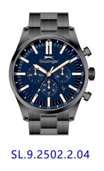 Slazenger SL.09.2502.2.04 Quartz Çelik Gri Lacivert Kadran 43 mm Erkek Kol Saati