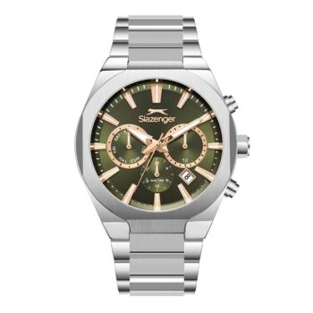Slazenger SL.09.2540.2.06 Quartz Çelik Gri Yeşil Kadran 42 mm Erkek Kol Saati